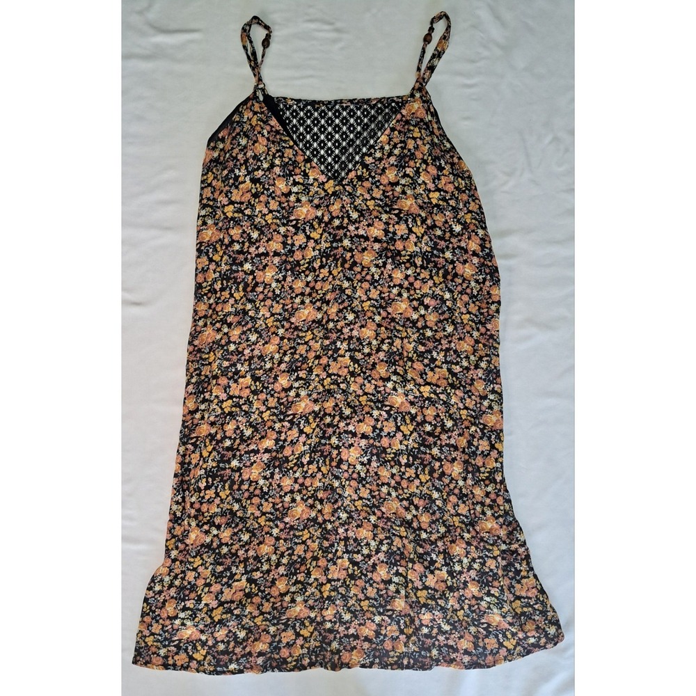 Mossimo Juniors M Blk‎ A-Line Ditzy Floral Mesh Back Boho Cottagecore y2k Fairy